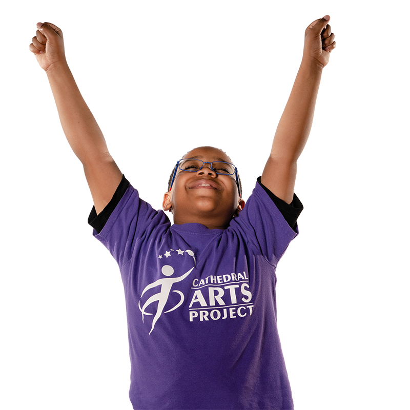 four children holding a purple sign that reads "thank you"